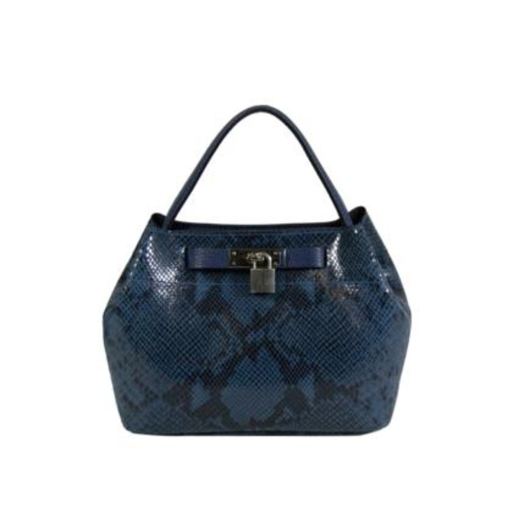 Genuine snake print handbag with inner pouch